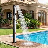 Doccia Solare 40 L, Doccia Solare da Giardino, con Doccetta, Soffione Girevole, Doccia a Piedi e Copertura Protettiva, Acqua Calda fino a 60 °C, Doccia per Giardino Campeggio Piscina Senza Elettricità