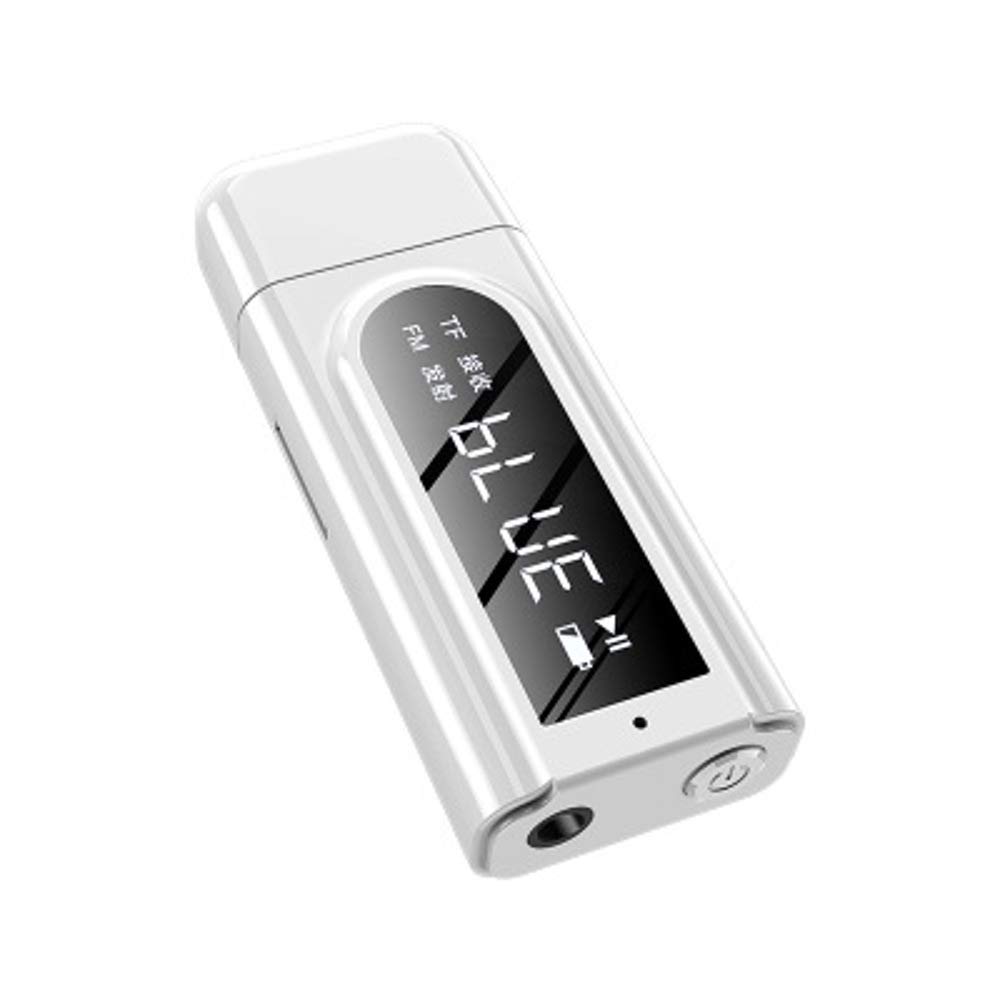 YONGYAO Bluetooth 5.0 Audio sans Fil récepteur émetteur Adaptateur Blanc Lecteur MP3 AUX FM Double Sortie TF USB 3,5 mm Jack pour TV PC Voiture Kit
