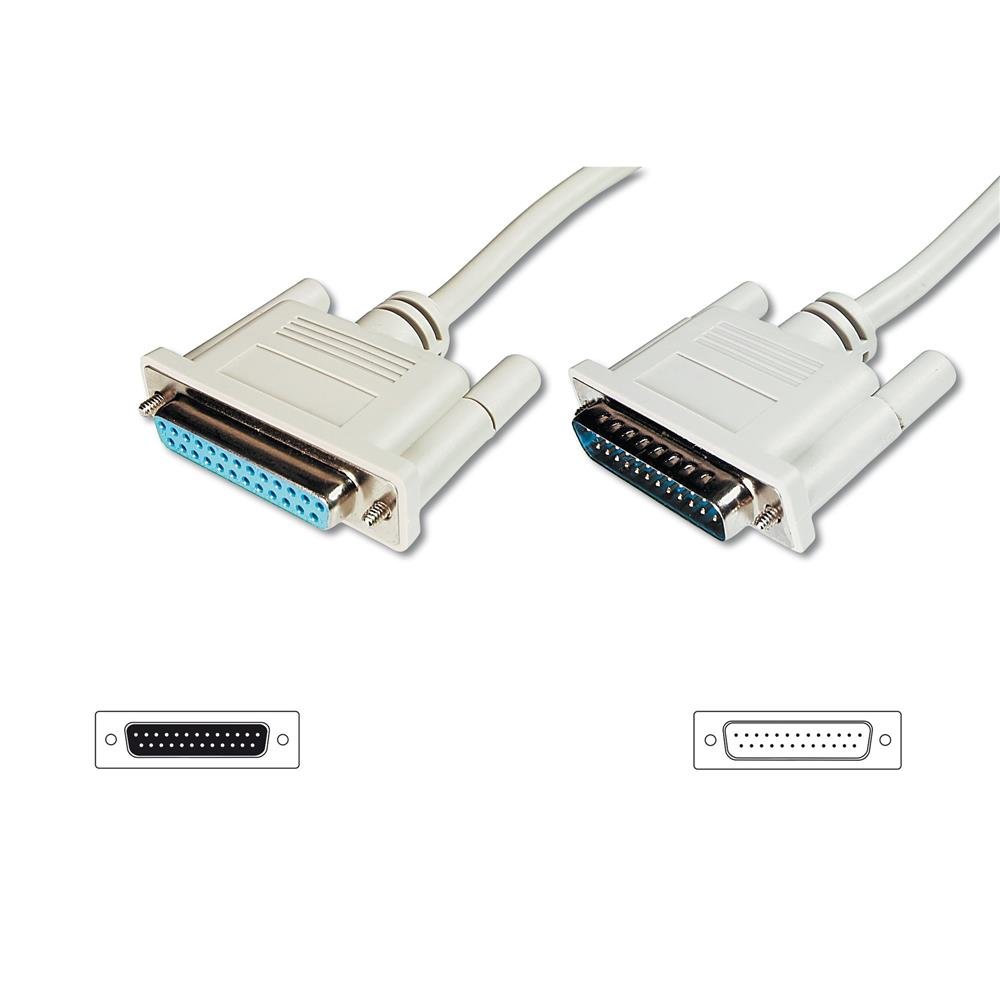 Digitus AK-610201-100-E Serial Parallel Extension Cable D-Sub 25-p...