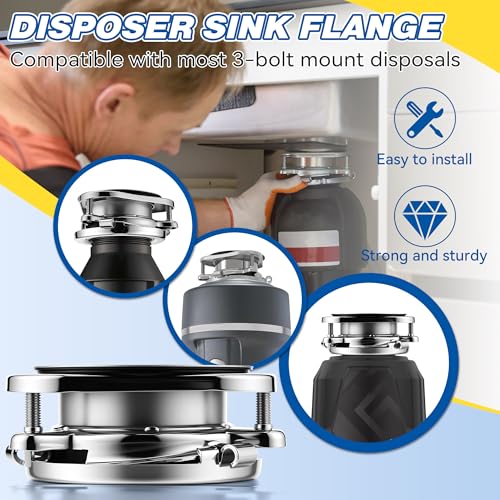 Image of Garbage Disposal Flange Kit, Fit 3 1 /2 inch Sink Drain Hole, Silver