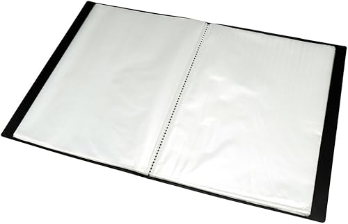 Miniatura 2 de H&S - Carpetas de libro de exhibición para organizar datos, carpeta azul y negra con hojas de plástico para oficina y escuela, portafolio de arte de