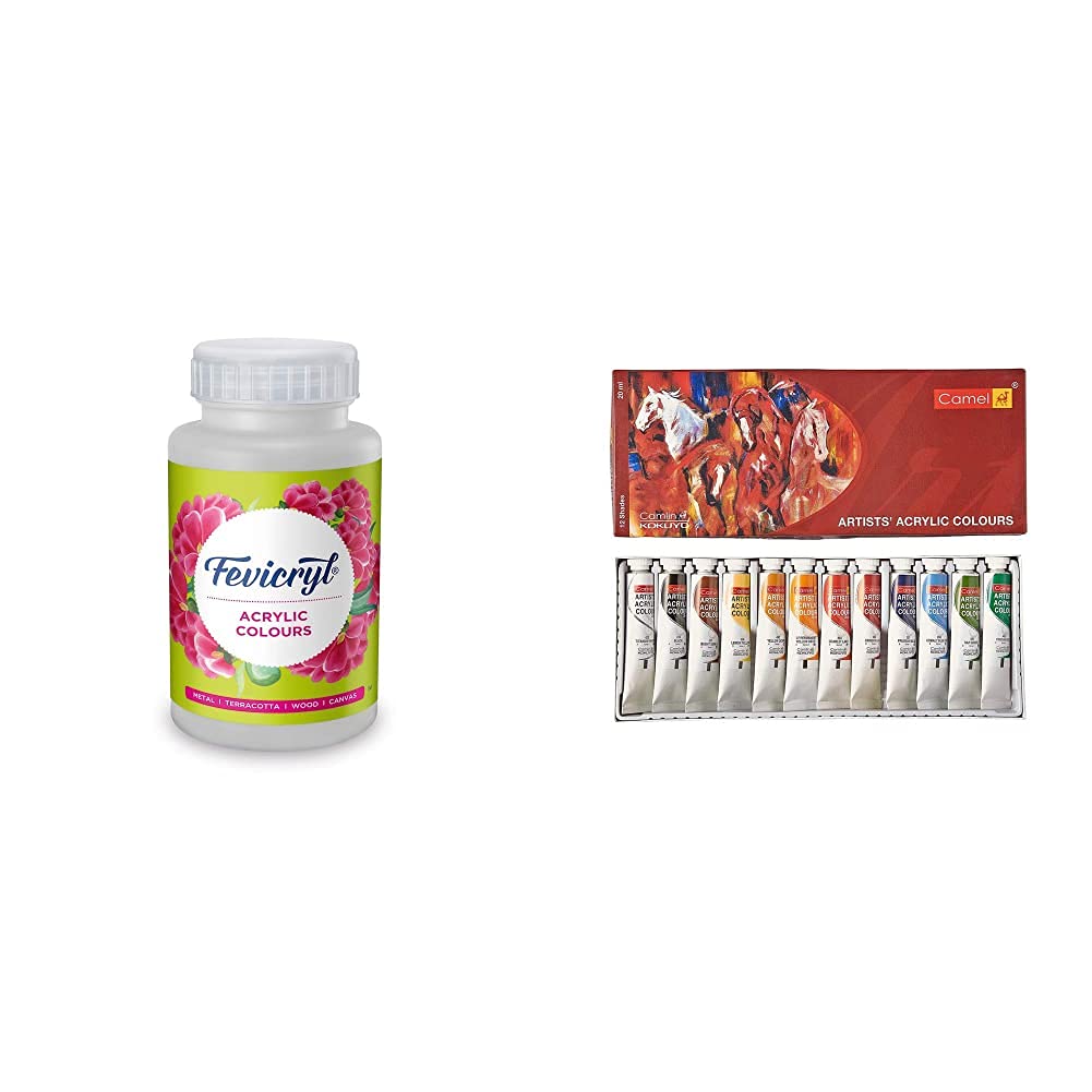 Pidilite Fevicryl Acrylic Colour, White Acrylic Paint, 500 ml, Art and Craft Paint, DIY Paint