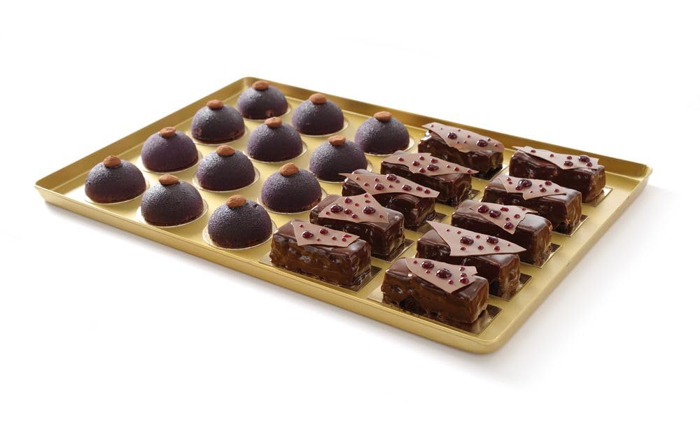 HENDI Plateau de présentation pour pâtisserie, 600x400x(H) 20mm, Aluminium léger, doré