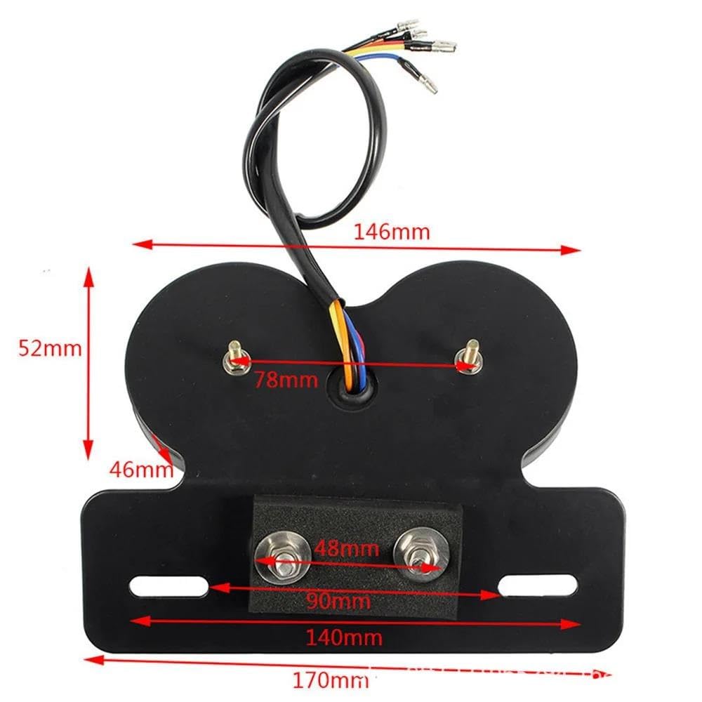 Luz Trasera De Freno Universal Para Motocicleta Lámpara Señal LED Integrada Con Soporte Placa Matrícula 12V(Ahumado)