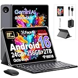 Tablet, 11 Inch Tablette Android, Android 16 Tablets, Gemini AI, Octa-Core, 24GB RAM + 256GB ROM +1TB TF, 8MP+13MP, 1920x1200 IPS Display, 8000mAh, Widevine L1, GPS, Tablets with Keyboard Mouse Stylus