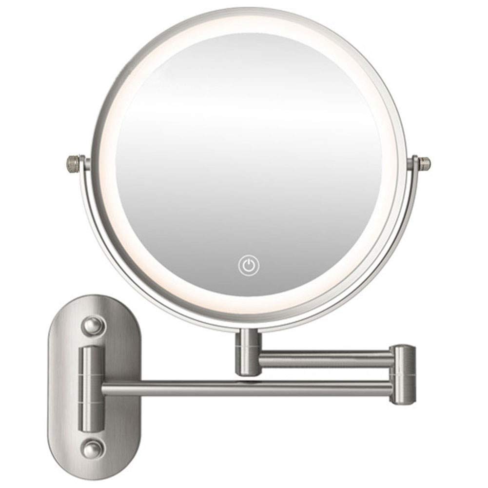 Miroir LED orientable en chrome élégant pour une salle de bain moderne