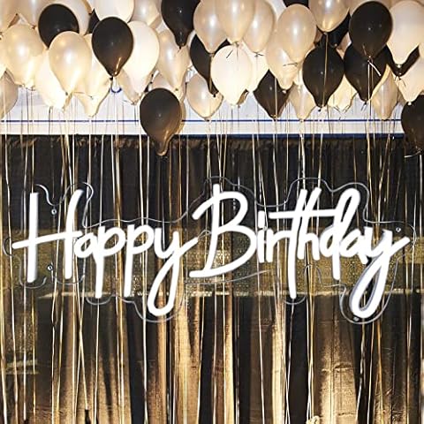 Happy Birthday Neon Sign Custom Party Neon Sign Wall Backdrop Bedroom Decor Led Sign, Bachelorette Party Happy Birthday Neon Light Sign for Halloween Birthday Party Decorations, Size 23.6 x 9.45 inch Cover