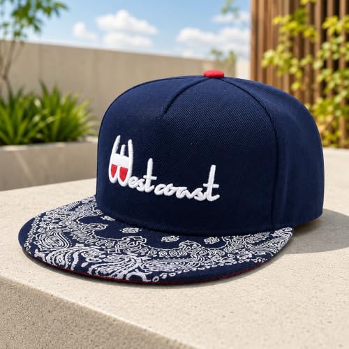 Image of VRITRAZ Comfortable Polyester 3D Printed Hip Hop Cap for Men & Women | Adjustable Snapback Closure Flat Brim Baseball Hat | Lightweight Urban Streetwear Headwear for Dance, Skateboarding, Gym, Sports
