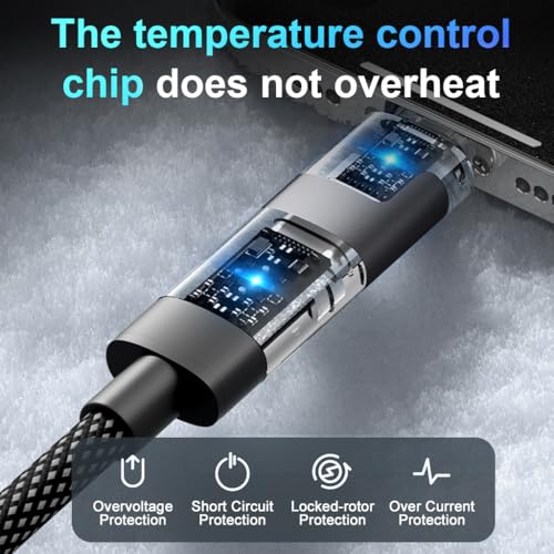 Image of Verilux 4-in-1 C Type Charger Cable with LED 1.2M /3.9Ft, PD 100W Type C Cable Fast Charging & 480Mbps Data transmission with USB /C to Lighting /C for iPhone 17 /16 /15 /14, Galaxy S25 /S24, Android, Tablet