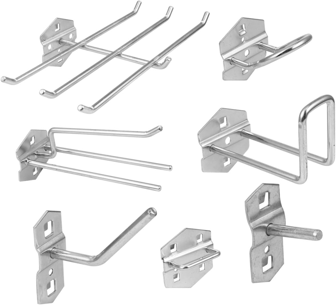GLEAVI 7pcs Steel Tool Hanger Hooks for Pegboard Storage