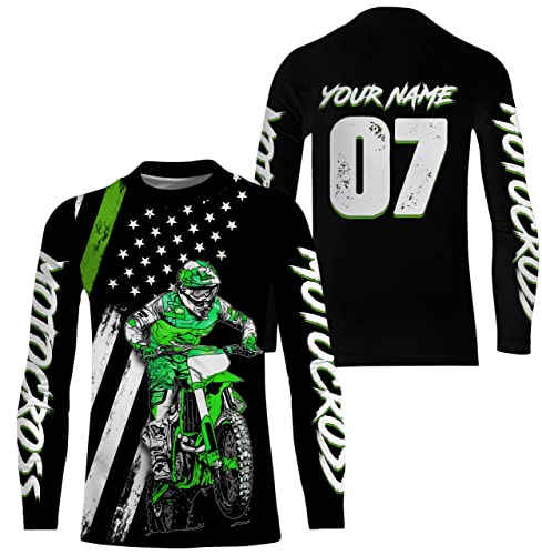 Personalized Motocross Jersey American Kid&Adult UPF30+ Dirt Bike Racing Off-Road Riders Motorcycle Jersey| NMS639