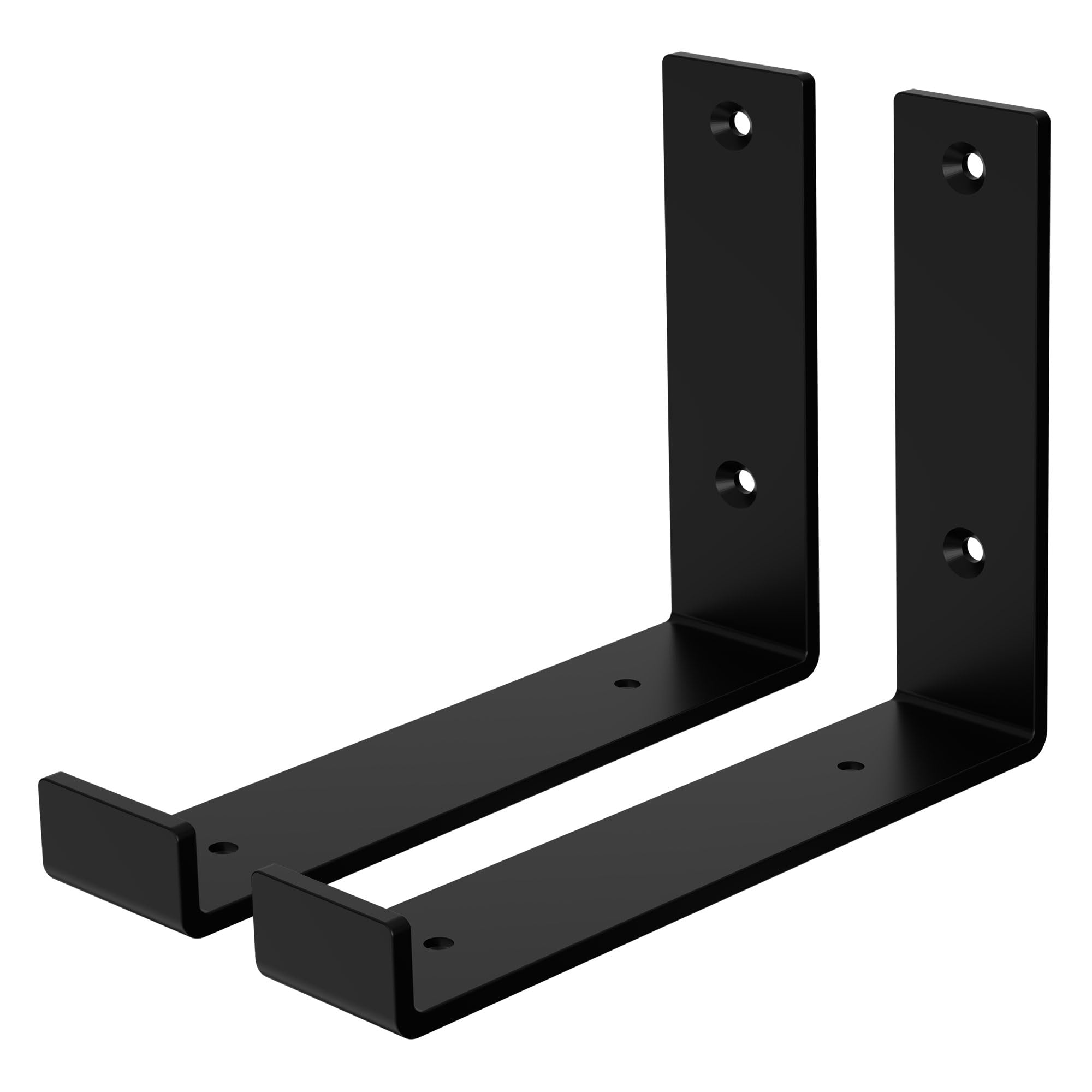 ML-Design Regalhalterungen – 2er Set, L-förmige 90° Wandhalterungen aus Metall, 20 x 4 x 14 cm, schwarz, inkl. Schrauben