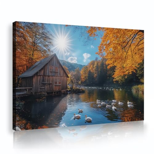 Peintures pour chambre d'amis et art mural étang canards d'automne