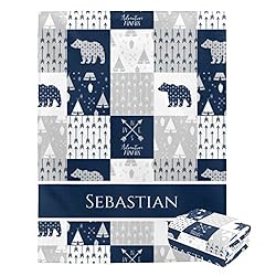 Woodland Baby Blanket For Boys Personalized,Custom Baby Boy Blanket,Baby Blanket With Name,Swaddle Blanket Baby Boy…