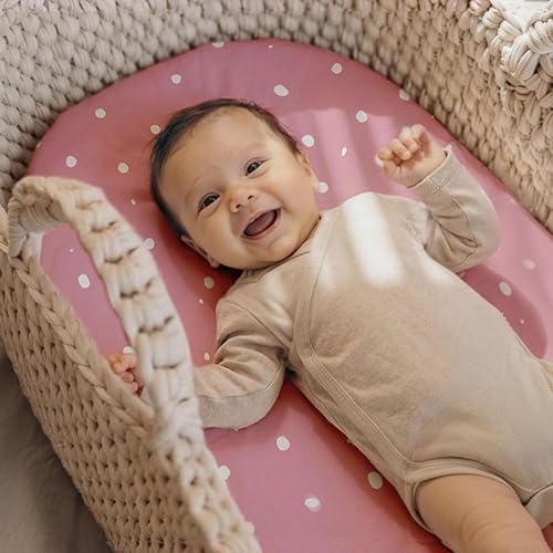 Image of Gllquen Baby Bassinet Sheets 2-Pack for Baby Girl Boy Pink Love