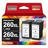 PG-260 XL Value Pack Ink Cartridges Replacement for Canon 260XL PG 260 XL Black Ink Cartridge High Yield Work with TS5320 TR7020 TS6420 TS5300 TS6400 TS6420a TR7022 TR7020a (2 Black)