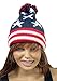 Yasirona Dijkoo Aeiniweraabbcc Red White and Blue Patriotic American Flag Pom Pom Beanie Hat
