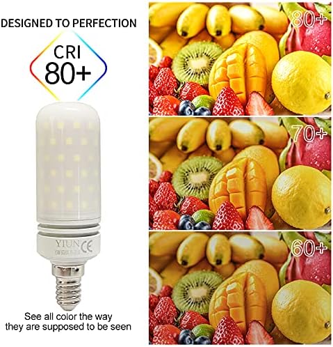 YIUN E14 15W LED Candelabra Light Bulbs 120 Watt Equivalent, 1500lm, Cold White 6000K LED Chandelier Bulbs, Fan Lights, Doorpost Lights , Courtyard Lights ,Non-Dimmable LED Lamp, Pack of 4