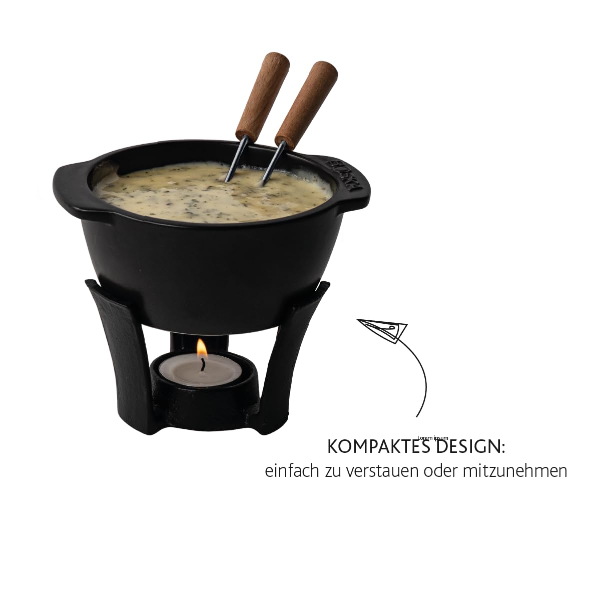 Boska Fondue-Set Party Mini/Für Käsefondue und Soße / 300 ml/Spülmaschinenfester Fonduetopf / 853553