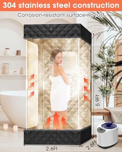 MQFORU Portable Sauna Box, XL Steam Sauna Tent with 3L 1200W Steamer and Large Chair, Personal Home Spa Room, Sauna Sweat Tent for Boost Health and Recovery - Image 3
