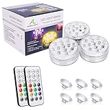 RGB LED Wasserdichte Lichter, ALED LIGHT Unterwasser Wasserdichte Leuchten mit Fernbedienung Multi Farbwechsel Stimmungslicht RGB Multifarbige Badewanne Vase Pool Aquarium Beleuchtung Weihnachten Deko
