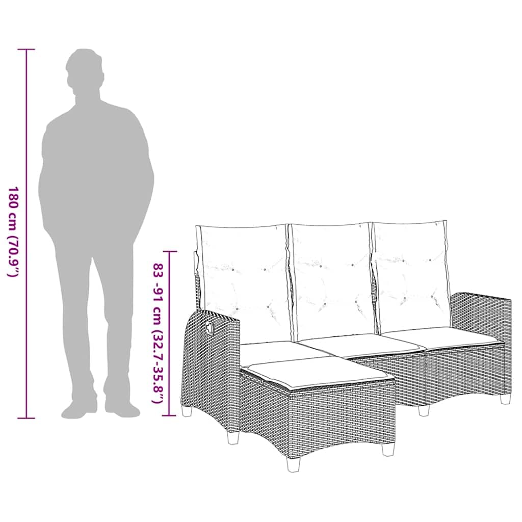 vidaXL Sofá de jardín reclinable con Cojines en Forma de L marrón, sofá de Exterior, sofá de jardín reclinable, sofá de jardín en Forma de L