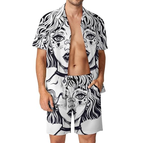 Ensemble d'été 2 pièces pour homme avec finitions peintes à la main