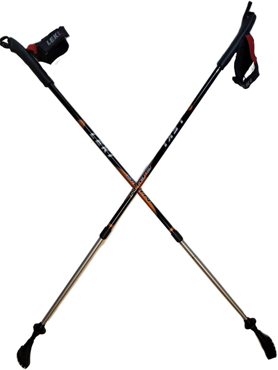 LEKI Nordic Walking Spin Black/Orange Trekking Pole 100cm-135cm