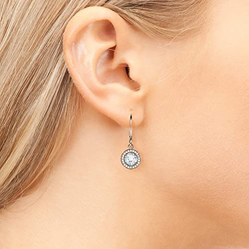Cate & Chloe Juliana 18K Rose Gold Dangle Earrings | Women's Drop & Dangle Earrings With Crystals, Round Cut Cubic Zirconia Earrings, Halo Silver Earring Set, Hypoallergenic Earrings Fashion Jewelry #TOP2