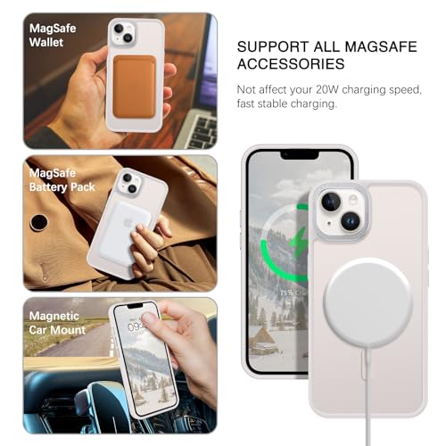 Image of BENTOBEN Magnetic for iPhone 13 Case & iPhone 14 Case [Compatible with Magsafe] Translucent Matte Phone Case iPhone 13 /14 Slim Shockproof Women Men Protective Cover for iPhone 13 /14 6.1 inch, Light Grey