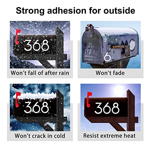 Image of 50 PCS 2 inch Reflective Adhesive Mailbox Numbers, Waterproof Vinyl Number Stickers with Easy-Peel Tabs, Includes Squeegee & Masking Tape, Strong Self-Adhesive House Numbers, Practical Gifts
