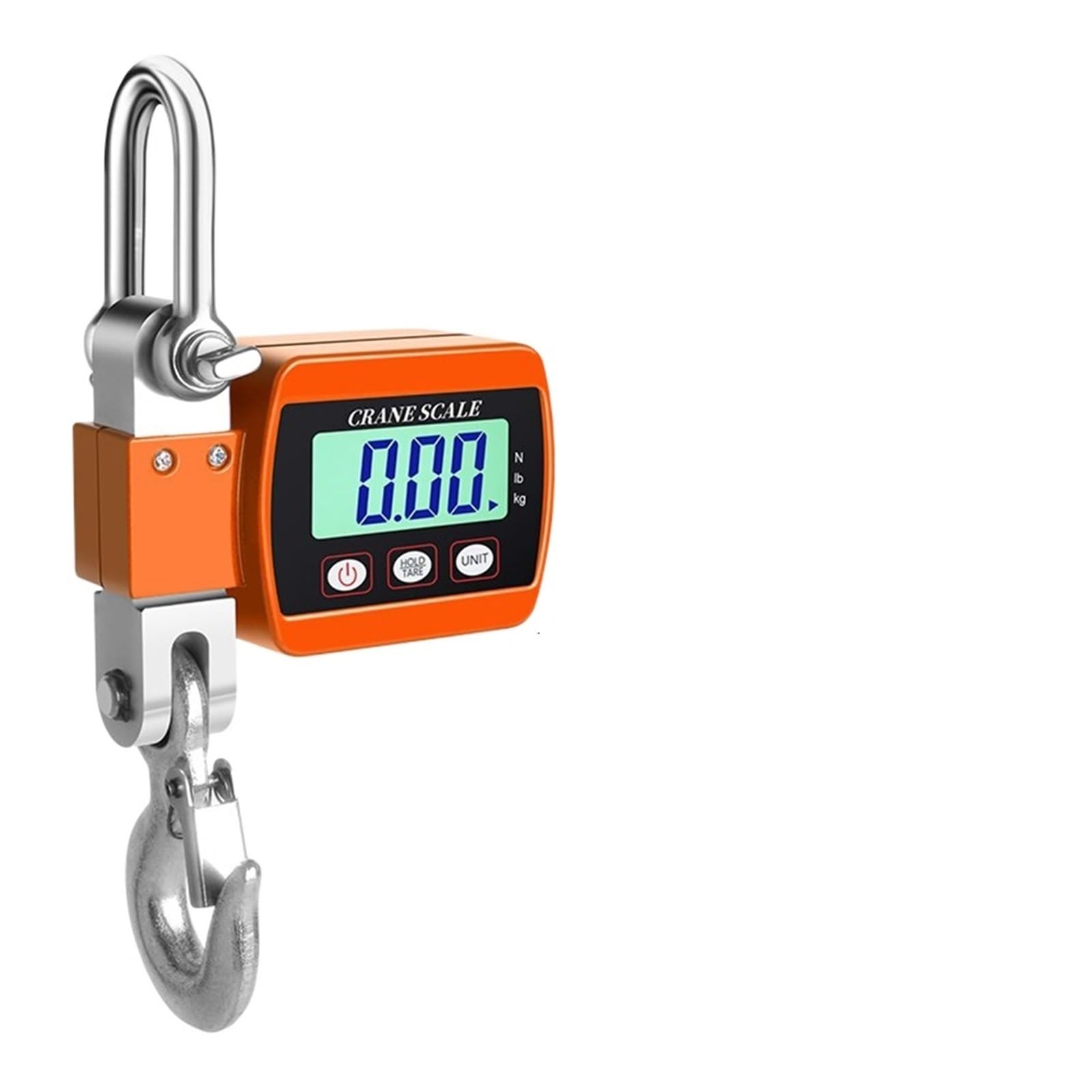 Gqnblvhzupdm 500Kg Orange Crane Scale, 0.05~500Kg/1100Lb Handheld Digital Industrial Hanging Crane Scale With Hook Electronic Weighing For Farm Fishing Factory