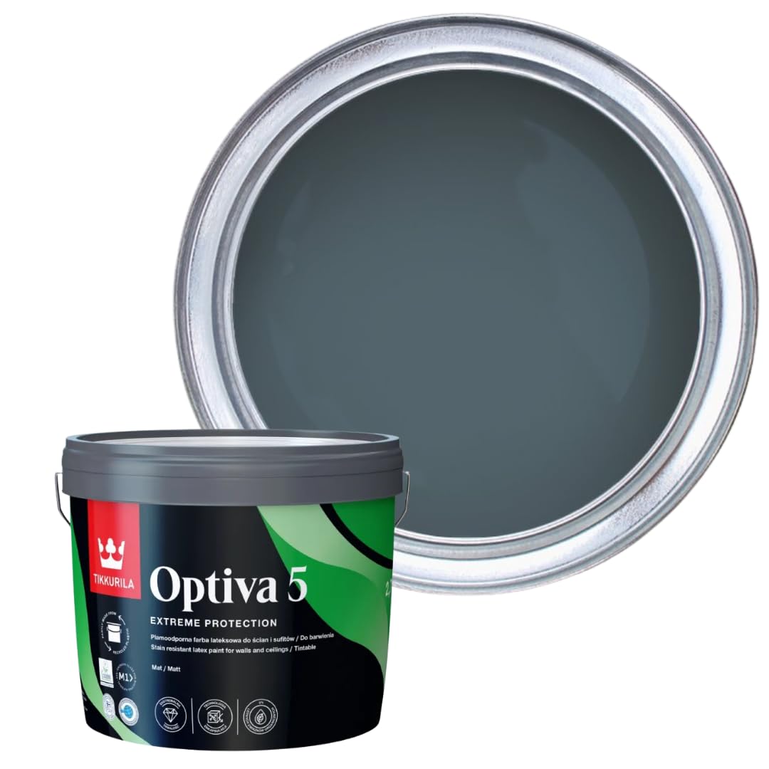 TIKKURILA Optiva 5 Matt Emulsion Paint โ Durable, Scrubbable & Easy-Clean for Walls and Ceilings | Zero VOC - 3L Surf S500 โ image 1