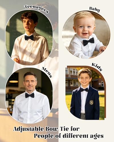 Image of WELROG Classic Pre-Tied Bow Tie for Children & Adults Solid Color Adjustable Bowtie