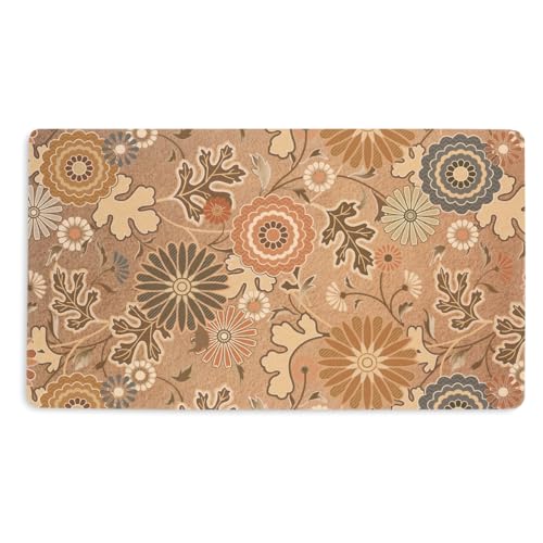 XFN Mid-Century Modern Floral Doormat,Boho Retro Flower Welcome Rug for
