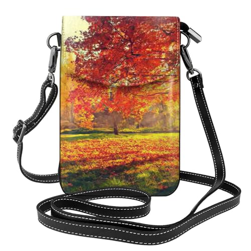 Sac à bandoulière pour téléphone portable et petit sac à main femme à motif automne