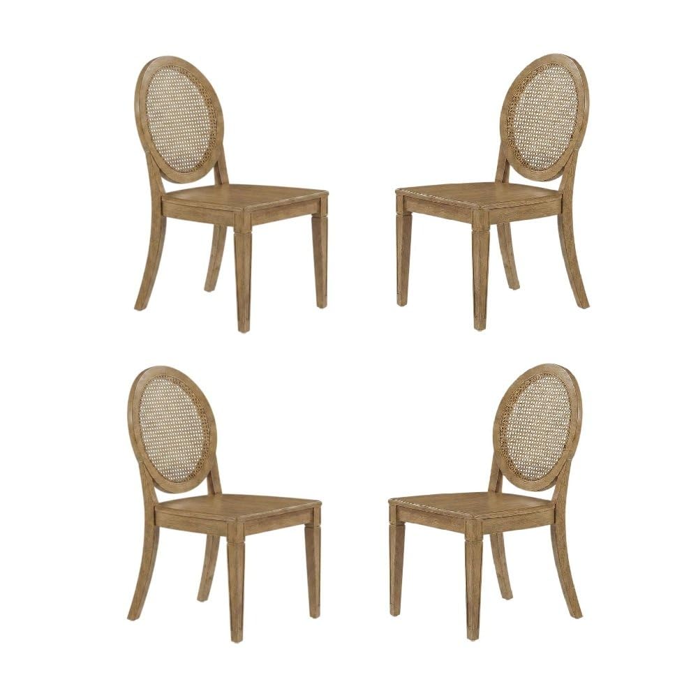Brown 4-Piece Cane-Back Dining Chair Set by Furnifact – Rubberwood 95.00%,Paper Rattan 5.00%, Brown, Pack of 4