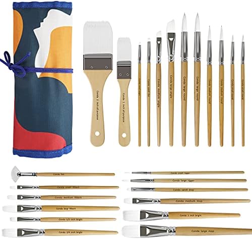 CONDA Paint Brushes Set of 24 Different Shapes Artist Brushes Professional Painting Brushes for Oil, Acrylic Canvas and Watercolor Painting (Color)
