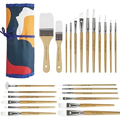 CONDA Paint Brushes Set of 24 Different Shapes Artist Brushes Professional Painting Brushes for Oil, Acrylic Canvas and Watercolor Painting (Color) Cover
