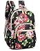 Leaper Cute Floral Water-resistant Laptop Backpack College Bags Daypack Black