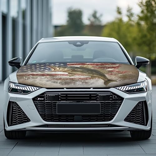 Image of Car Hood Cover,Waterproof Snowproof Car Hood Cover Protector Suitable Most Automotive Sedans Trucks Pickup Sports Cars,Car Accessories Fish Print