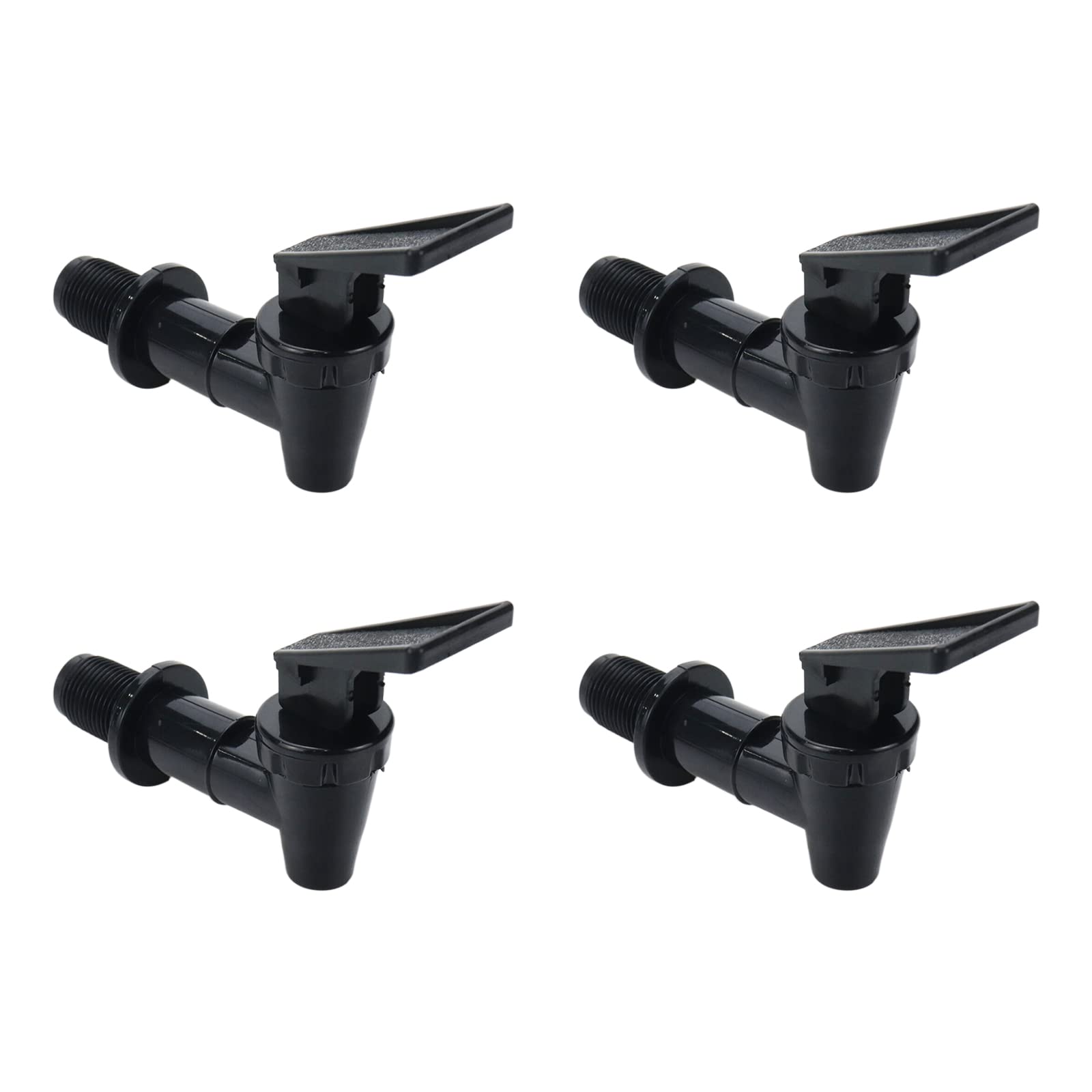 4 Pcs Water Spigot Cooler Faucet Water Dispenser Tap Set Plastic Water Faucet for Countertop Dispenser Tap, Black