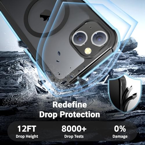 jaroco Magnetic for iPhone 13 Case, [Compatible with MagSafe][Military Grade Drop Protection][Heavy Duty Protection][Non-Slip][Shockproof] 2-Layer Durable Bumper Phone Case 6.1''-Black - 4