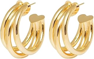 Brinco Feminino Argola tripla Banhado a Ouro 18k Semijoia