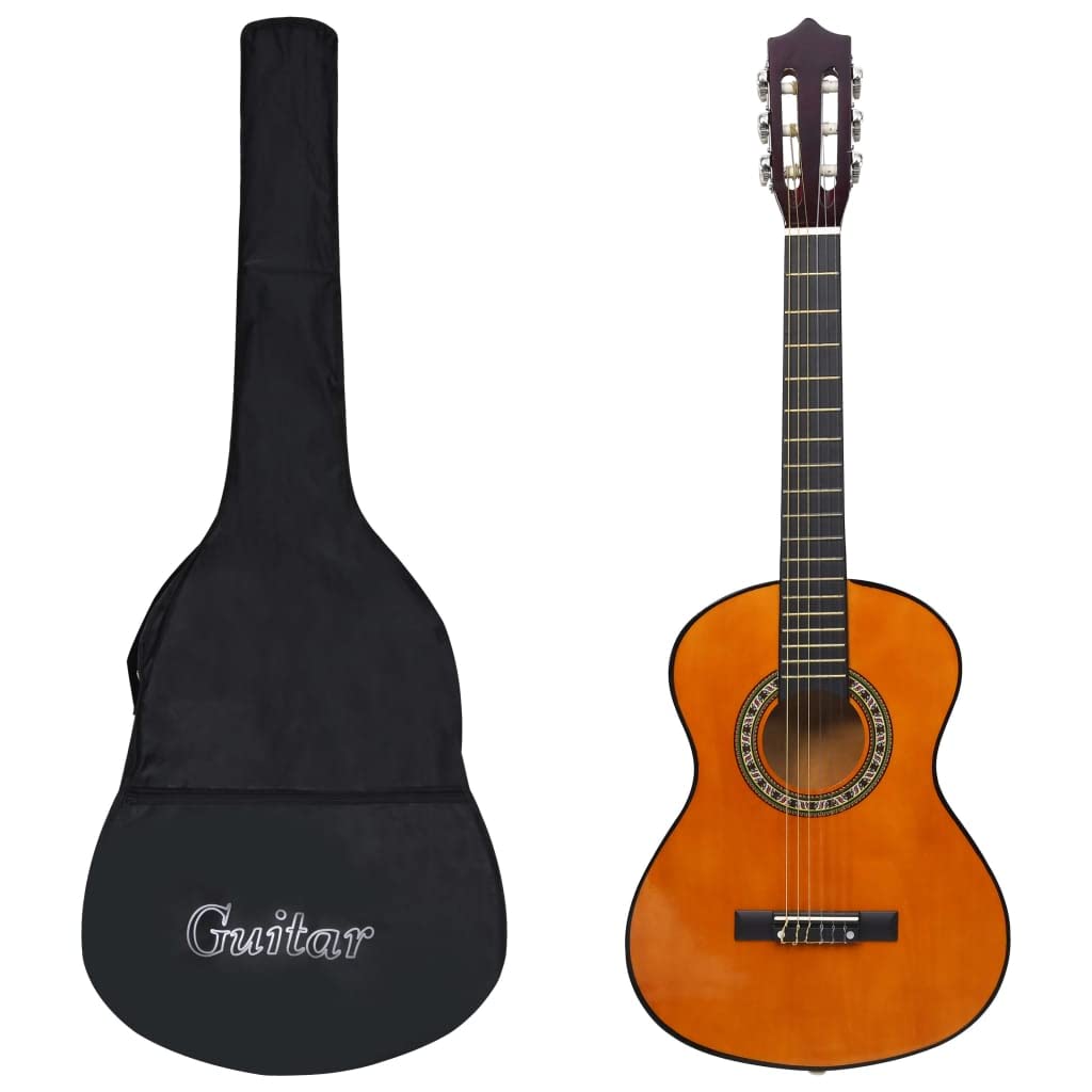 Klassikgitarre 1/2 34 Zoll aus Lindenholz mit Tasche, Gurt und Nylon-Saiten, ideal für Kinder, Anfänger, Schule und Musikunterricht, inklusive Griffbrett und Schutz für Bühne und Reisen