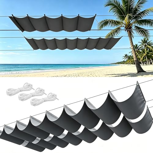 Voile ombrage rétractable vague 50x200cm polyester imperméable gris - 2