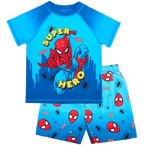 Ensemble maillot de bain garçon 2 pièces Spiderman avec t-shirt de bain anti-UV 2-6 ans