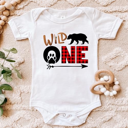 Wild One Lumberjack Birthday shirt I'm one First Birthday Shirt Buffalo Plaid Camping Baby shirt Custom Baby Boy Kids Gift2