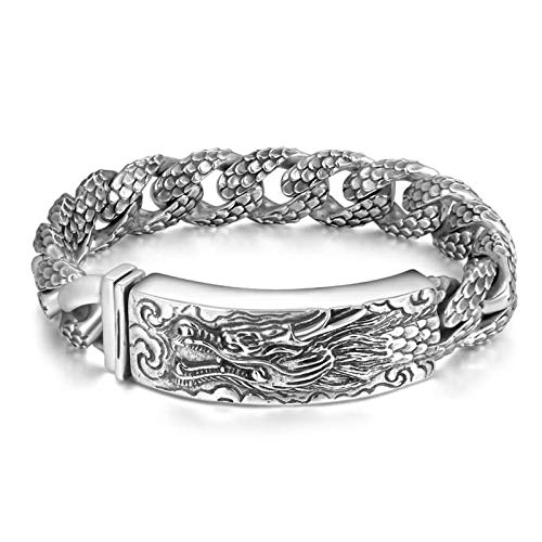 Bracelet en argent sterling homme punk dragon mailles robustes