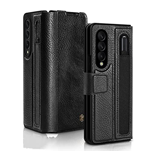 Coque pour Galaxy Z Fold 4 style business étui cuir avec poche stylet S-Pen
